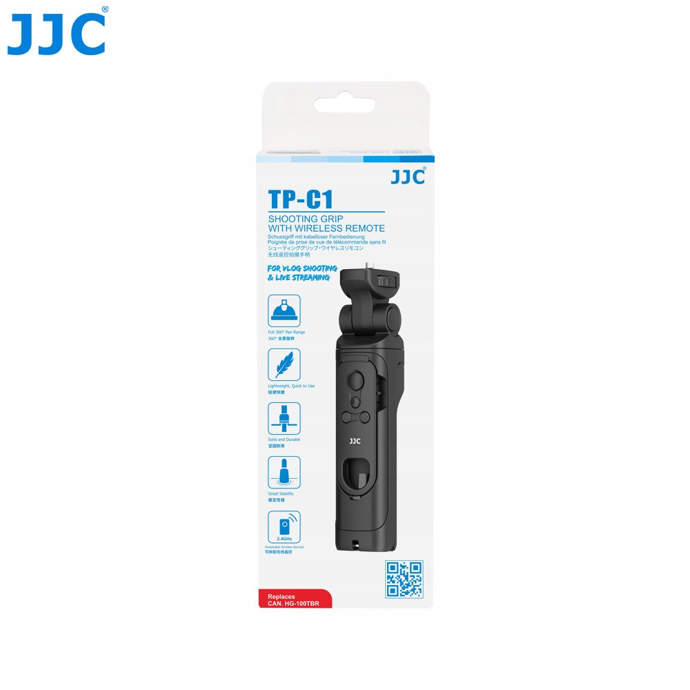 Jjc TP-C1 Rukojeť, mini stativ nahrazuje Canon HG-100TBR, černý