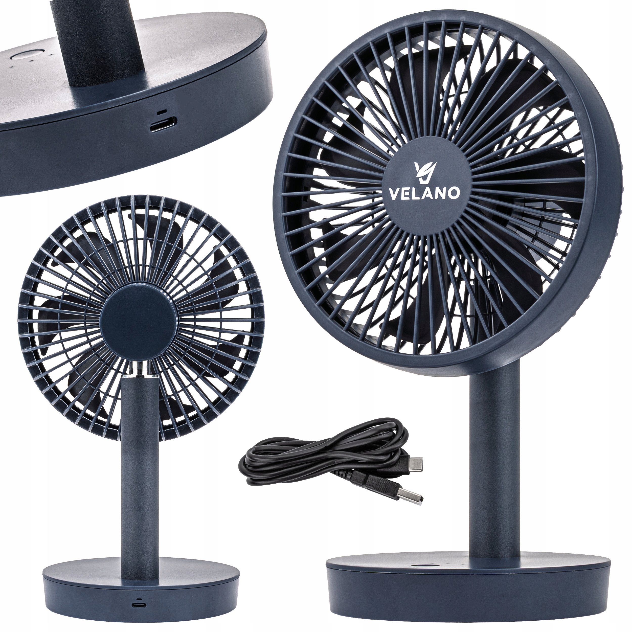 Stolní Ventilátor Černý Akumulátorový Usb-c Bezdrátový Velano