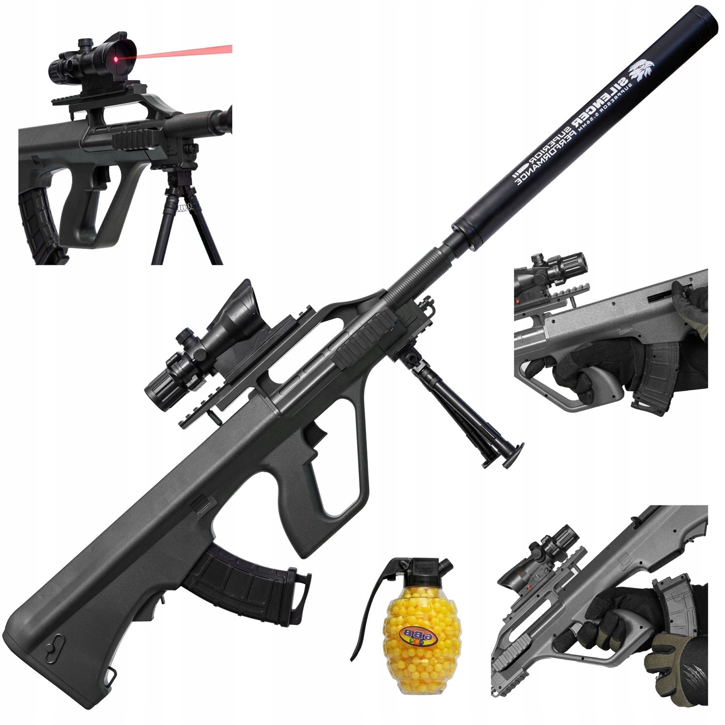 KARABIN MASZYNOWY PISTOLET NA KULKI PLASTIKOWE Z LASEREM (5906530881858 ...