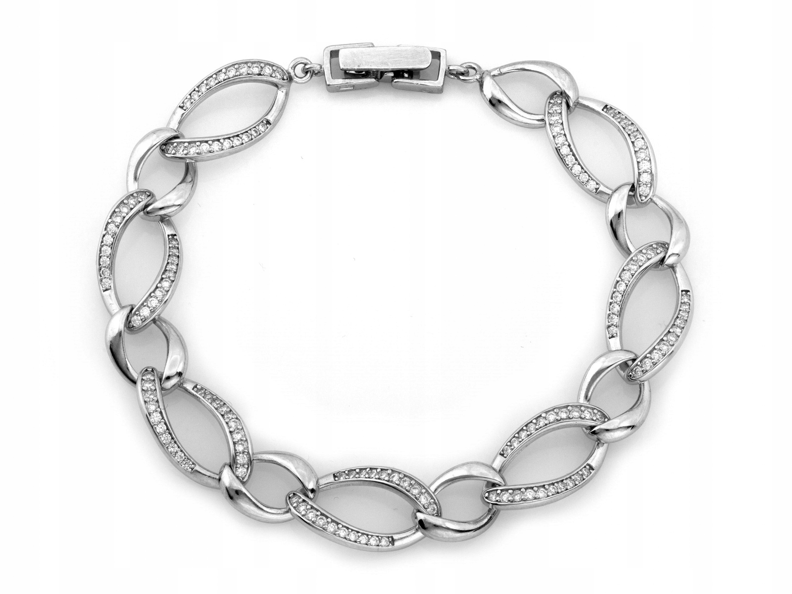 Stříbrný dámský náramek 925 Články s zirkony oválný pro maminku módní 21