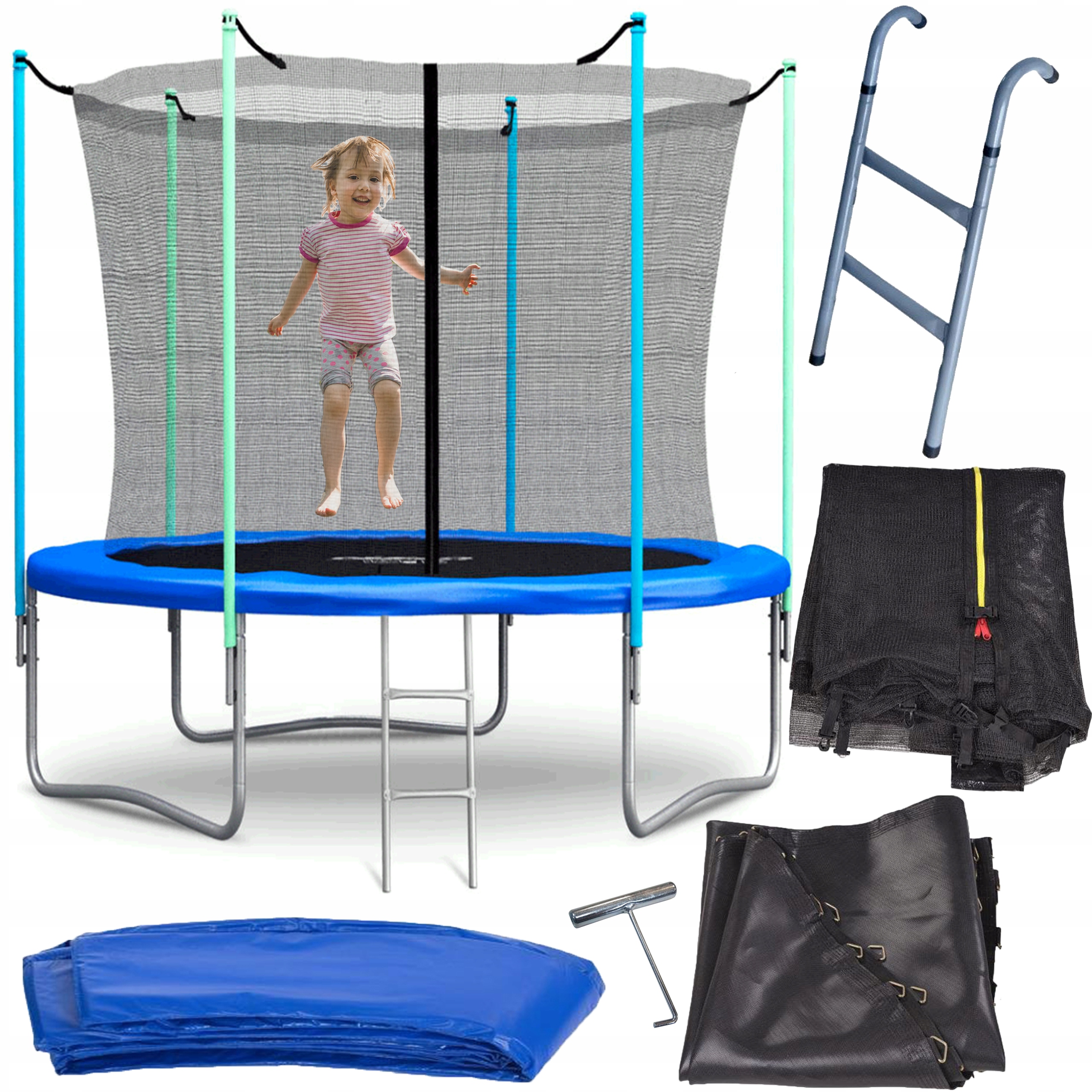 Trampolina Ogrodowa Duża 315 CM 10 ft Siatka Drabinka Solidna Bezpieczna