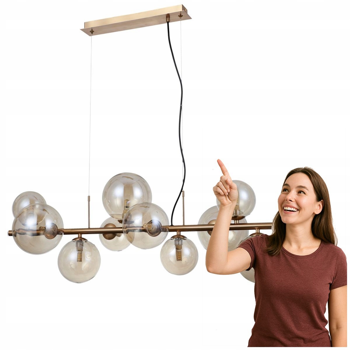 Závesná lampa Canello Mosadz s 10 žiarovkami Italux