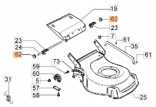 Zabezpieczenie osi klapy kosza Oleo-Mac GV 53 Stan opakowania oryginalne