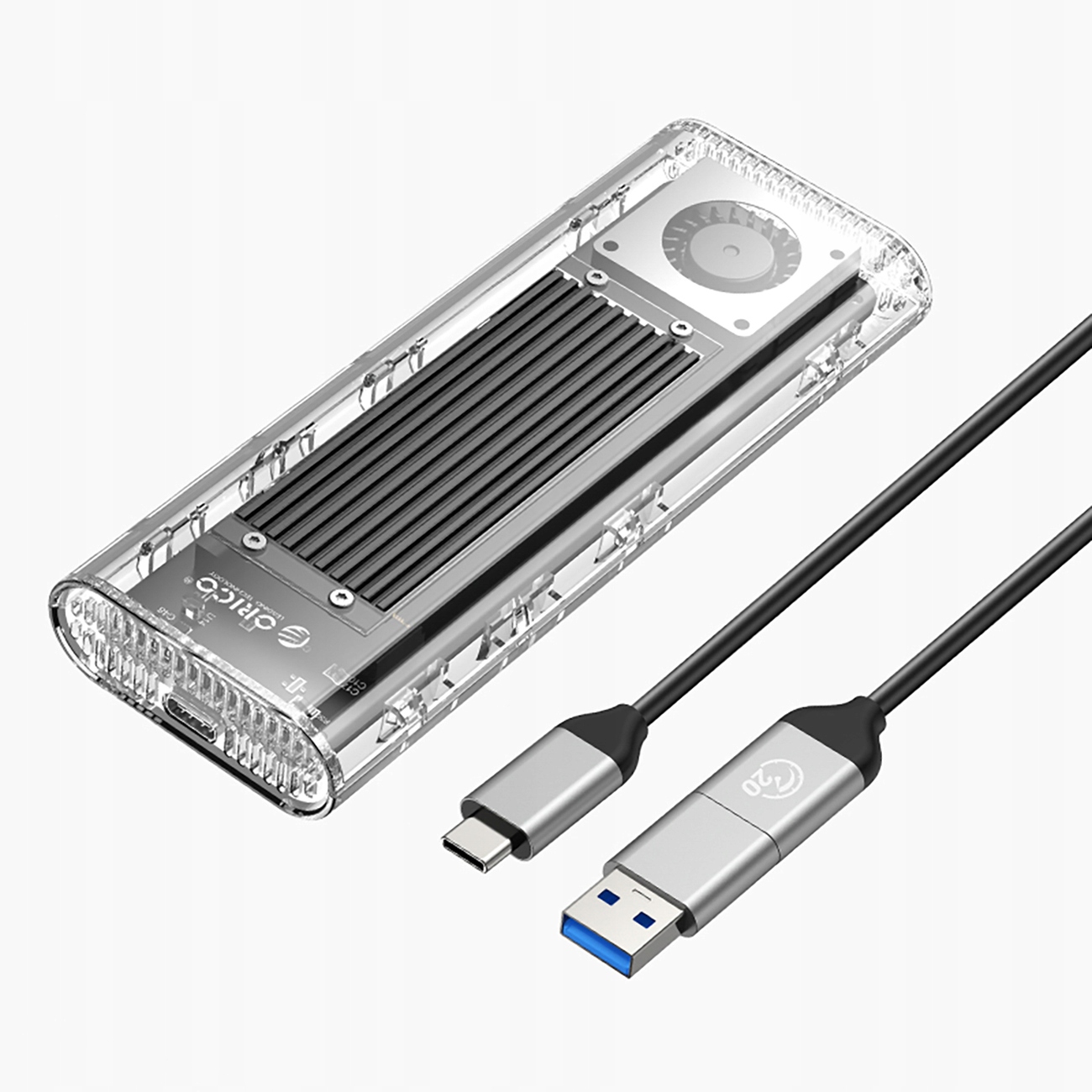 Kapsa na disk M.2 NVMe Usb-c 3.2 20 Gb/s stříbrno průhledná