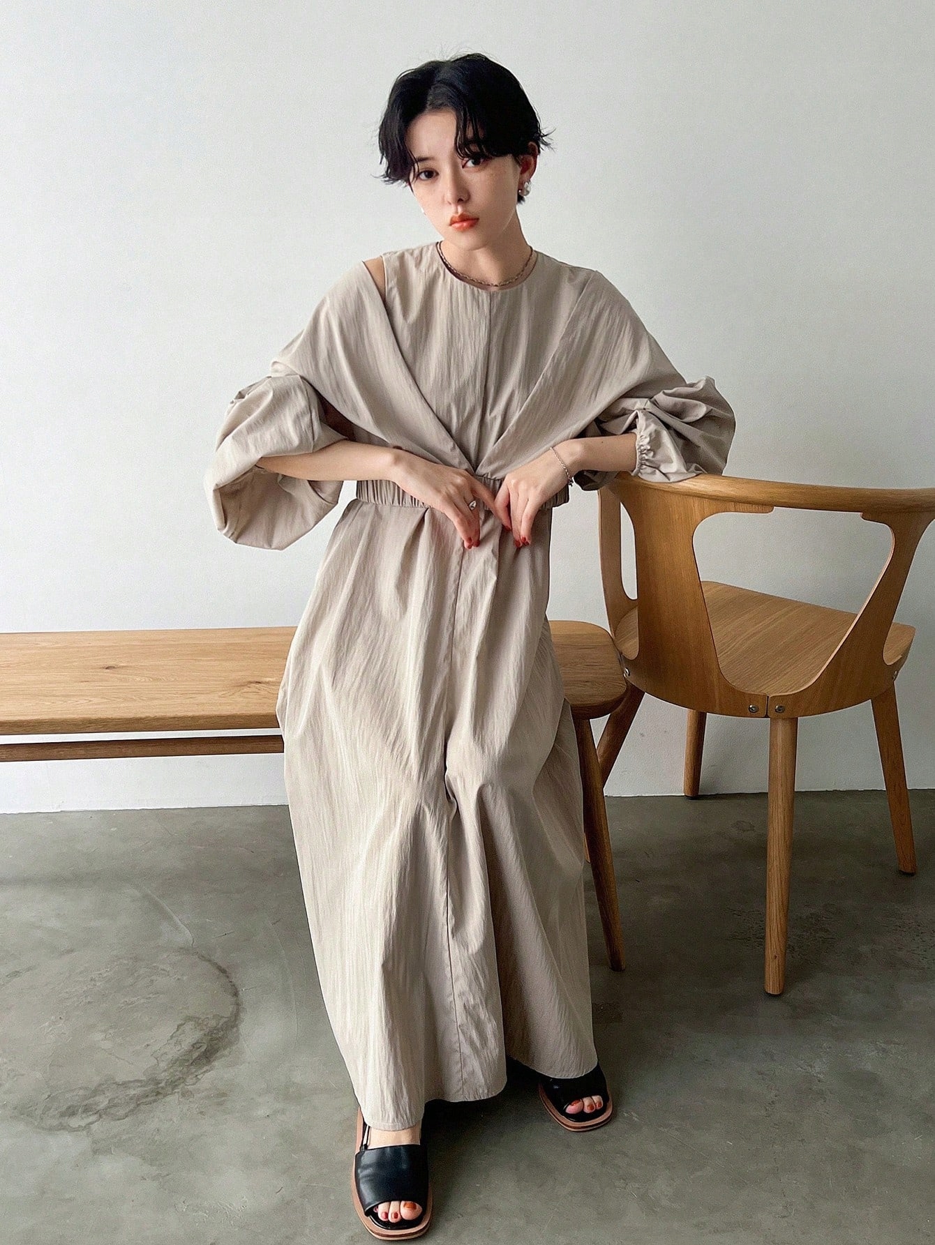 Šaty Maxi Letní Dvoudílná Béžová Casual Friful L 40