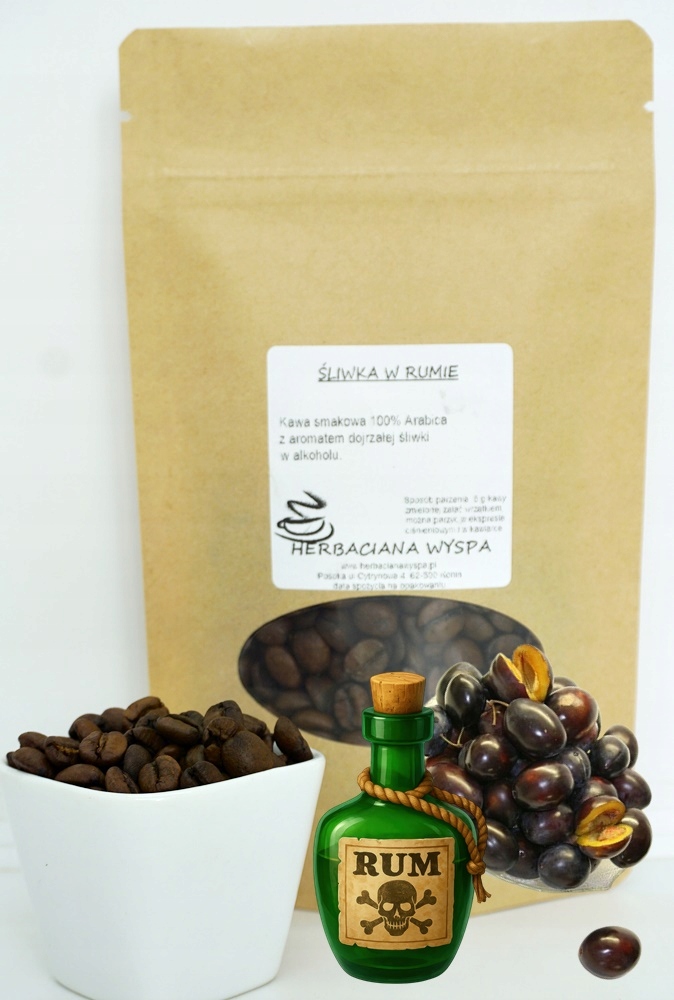 Levně Káva s příchutí Švestky V Rumu 1 kg zrnková – meleme jako nejlepší tinktura