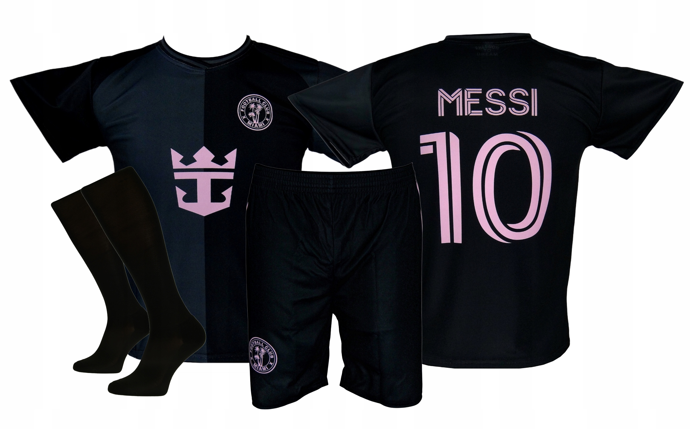 Messi strój piłkarski sportowy koszulka spodenki getry rozmiar 116