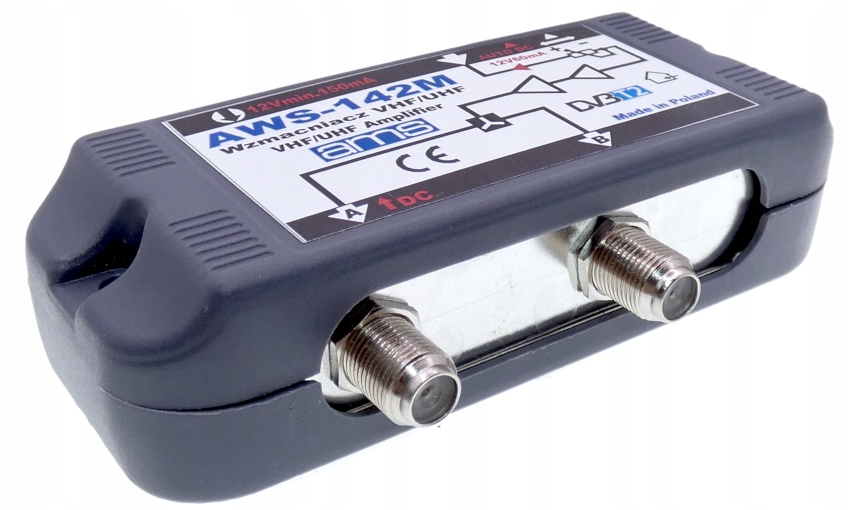 Wzmacniacz antenowy 2 TV AWS-142M DVB-T2 +zasilacz Kod producenta AWS-142