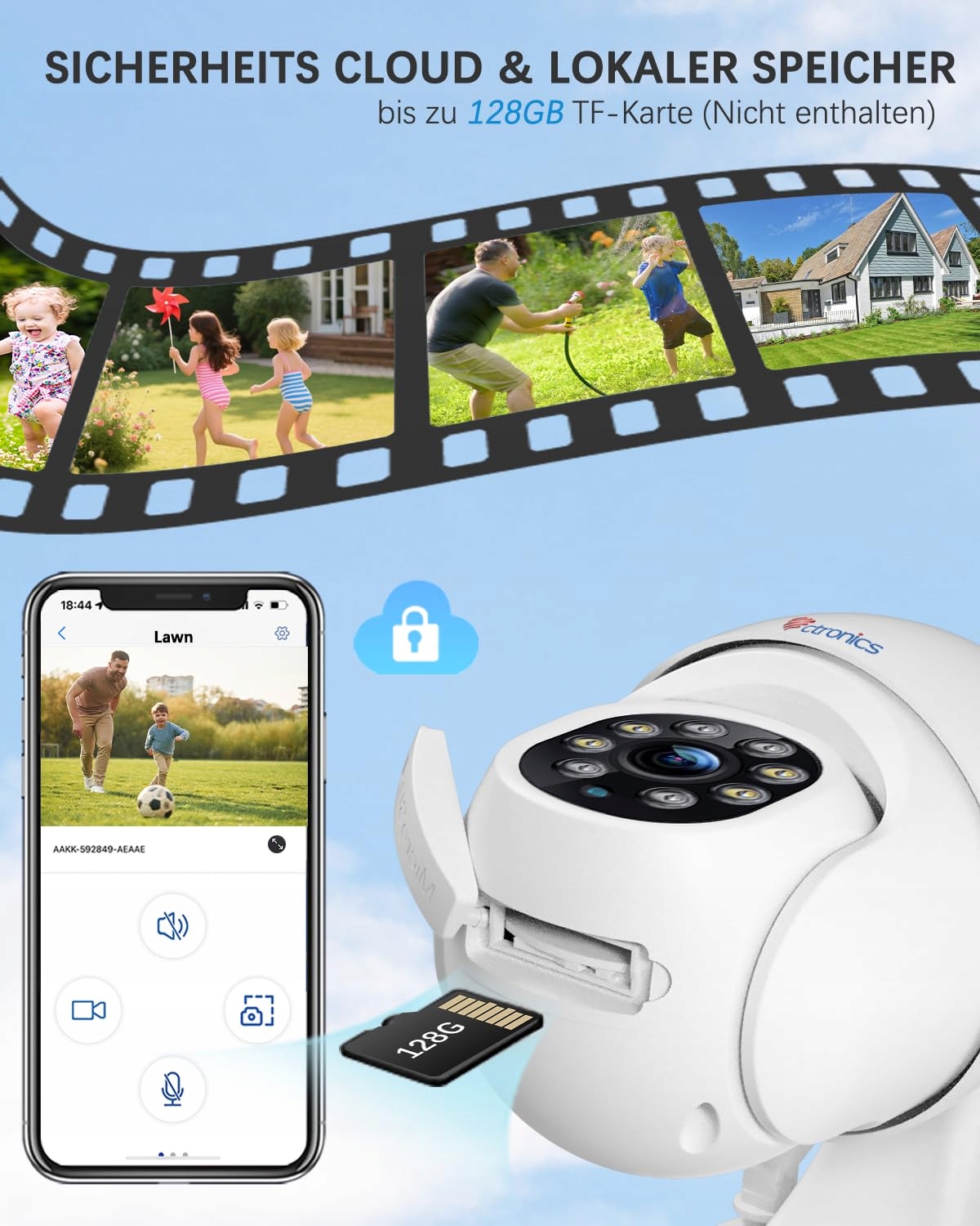 CTRONICS Kamera Zewnętrzna PTZ WiFi 2K IP Bezprzewodowa Detekcja Osób — miniatura 7