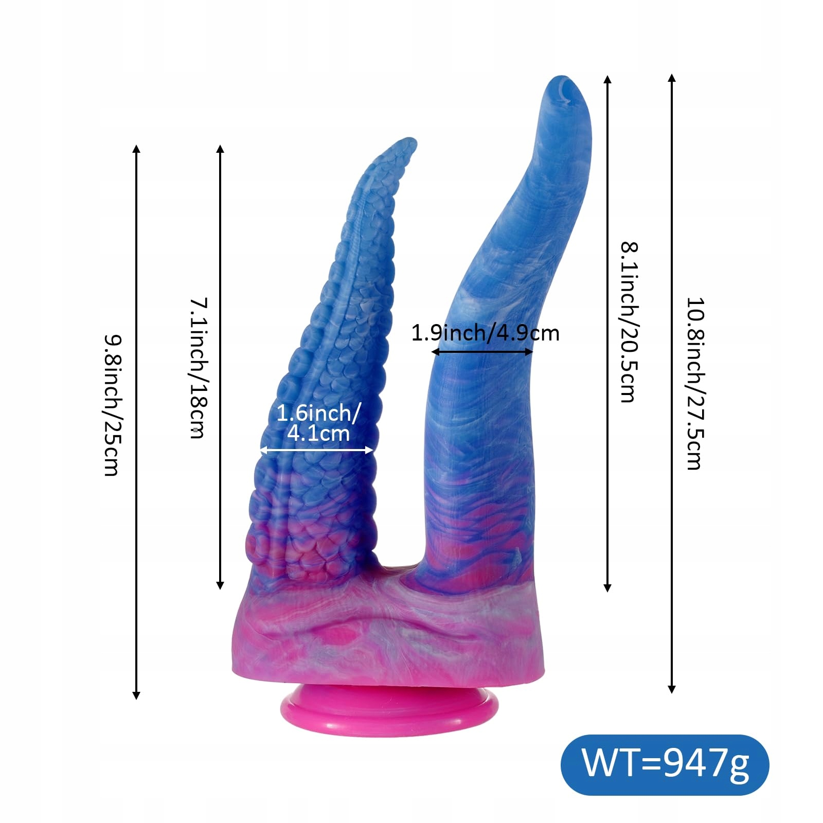 SHKANLA Silikonowy Podwójny Dildo 27cm Realistyczny z Przyssawką — miniatura 2
