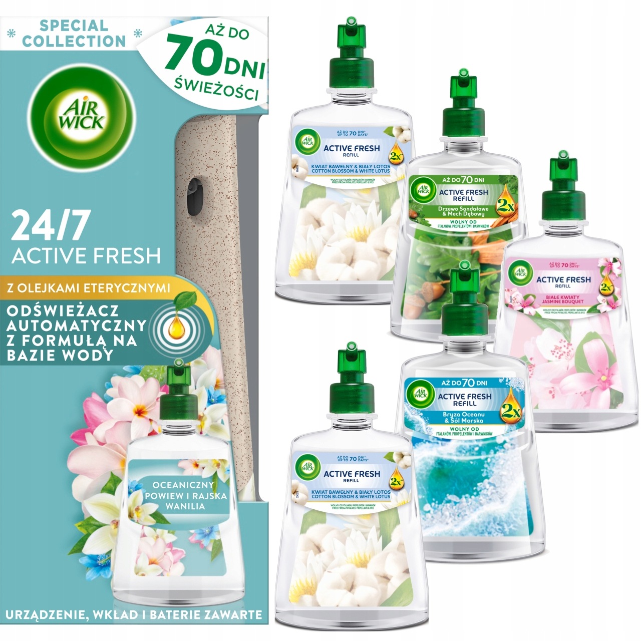 Air Wick Automatický Osvěžovač Vzduchu 6X Náplň 228 ML MIX Sada