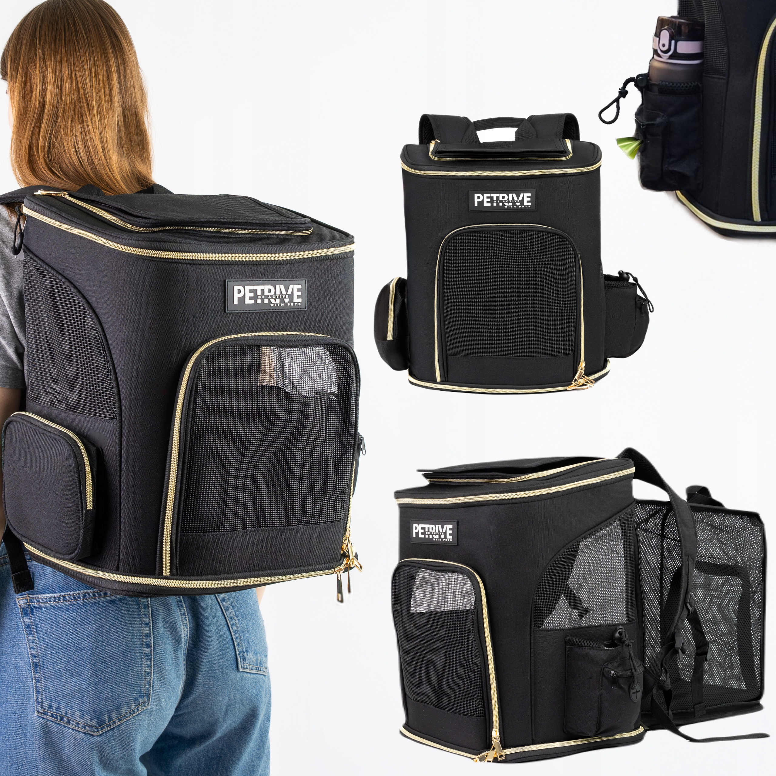 Levně Rozšiřitelný Přepravka pro kočky, Batoh pro psa do 9 kg Petrive 40x36x30