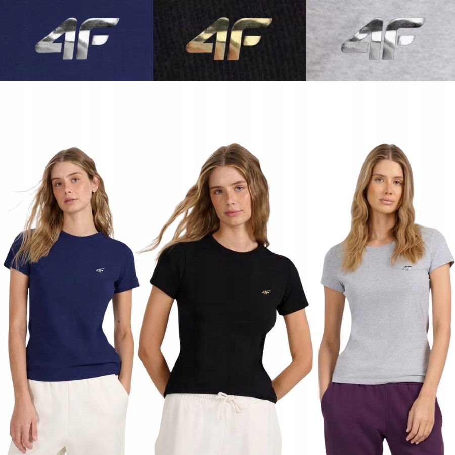 Zestaw 3x Koszulka Damska Sportowa 4F T-shirt Bluzka Na Co Dzień