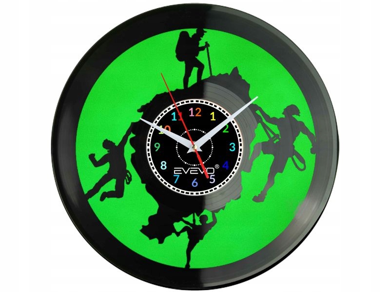Horolezectví Skalky Nástěnné Hodiny Fluorescenční Pozadí Vinylová Deska P
