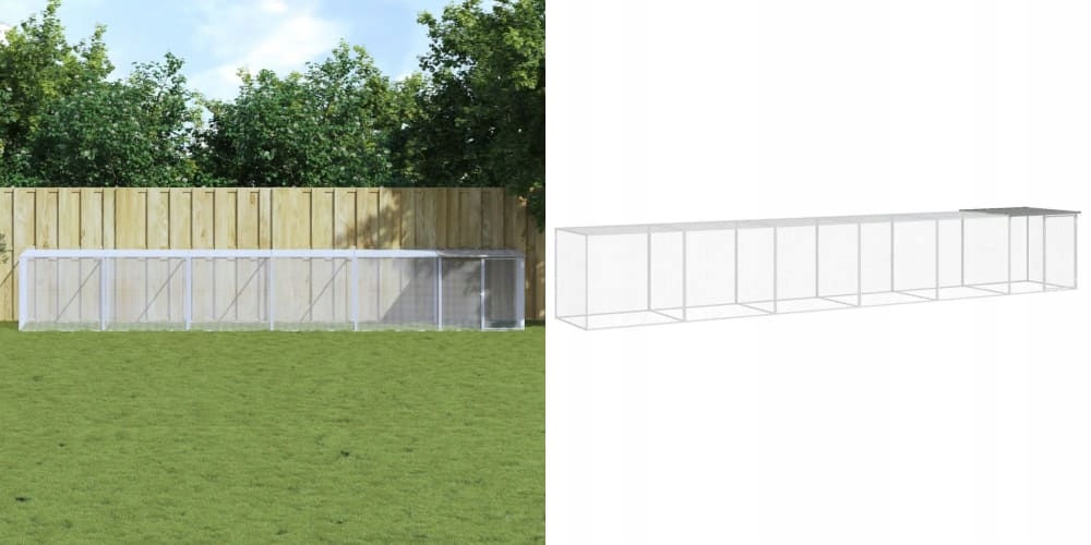 Levně Světle šedá klec pro kuřata, 603 x 98 x 90 cm, se střechou, ocel