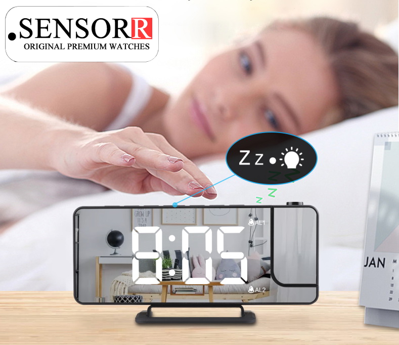 ZEGAR ELEKTRONICZNY LED BUDZIK CYFROWY Z LUSTREM Z PROJEKTOREM LASEROWYM Tarcza cyfrowa