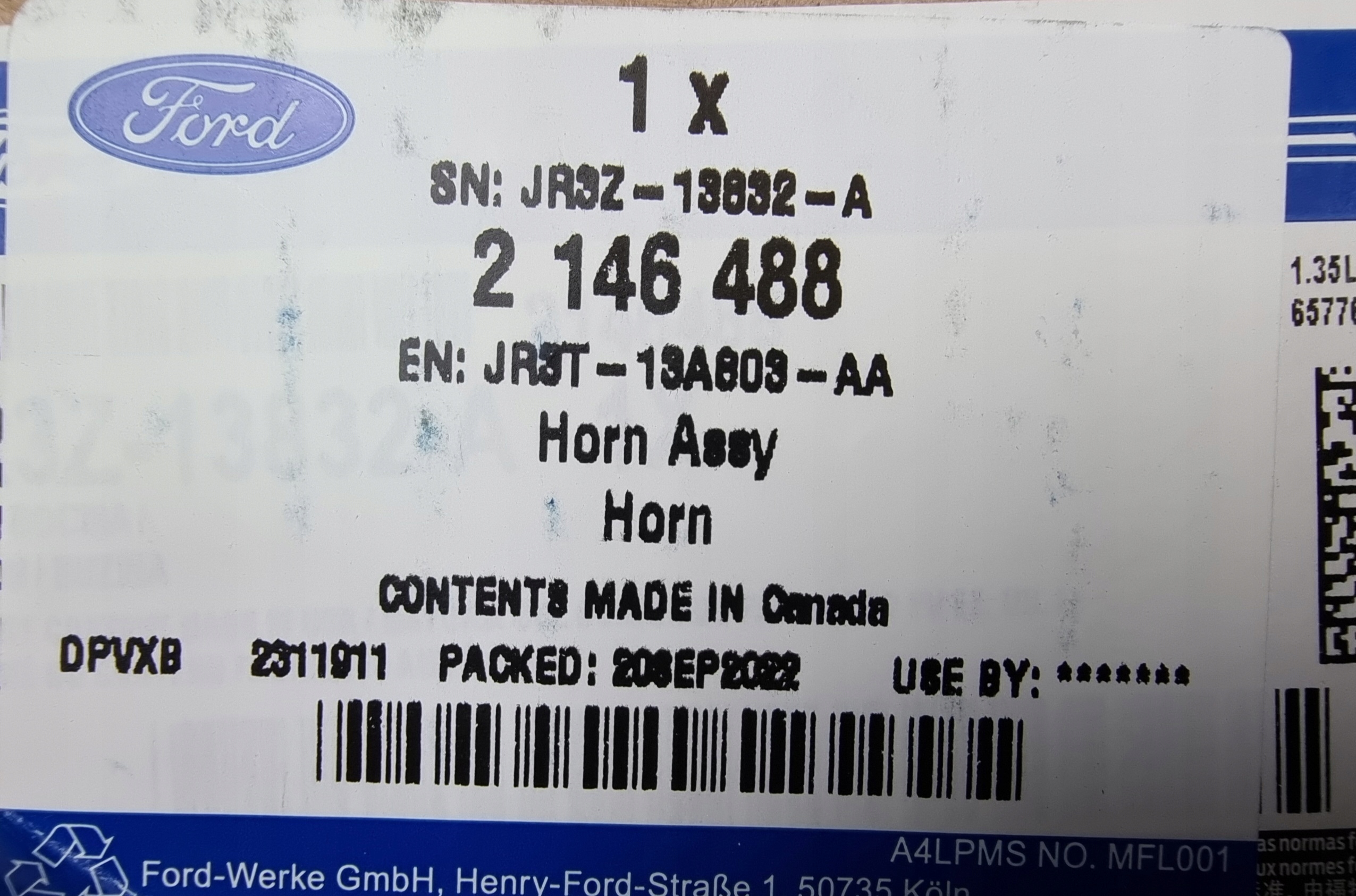 JR3T-13A803-AA - ГУДОК MUSTANG З 2017 РОКУ