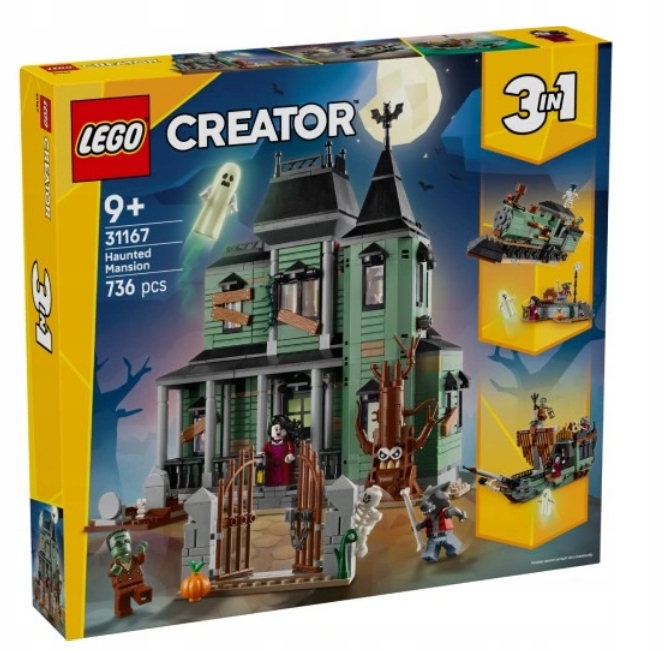 Lego 31167 Creator 3v1 Strašidelná Rezidence Dům Loď Vlak