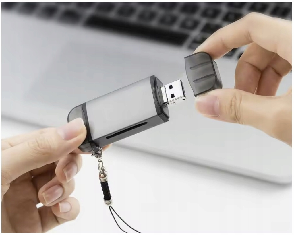 KOMPAKTOWY CZYTNIK KART PAMIĘCI SD/TF MAX. 2TB porty USB USB-C microUSB Obsługiwane karty pamięci Micro Secure Digital (micro SD) MultiMedia Card (MMC) Secure Digital (SD) inne