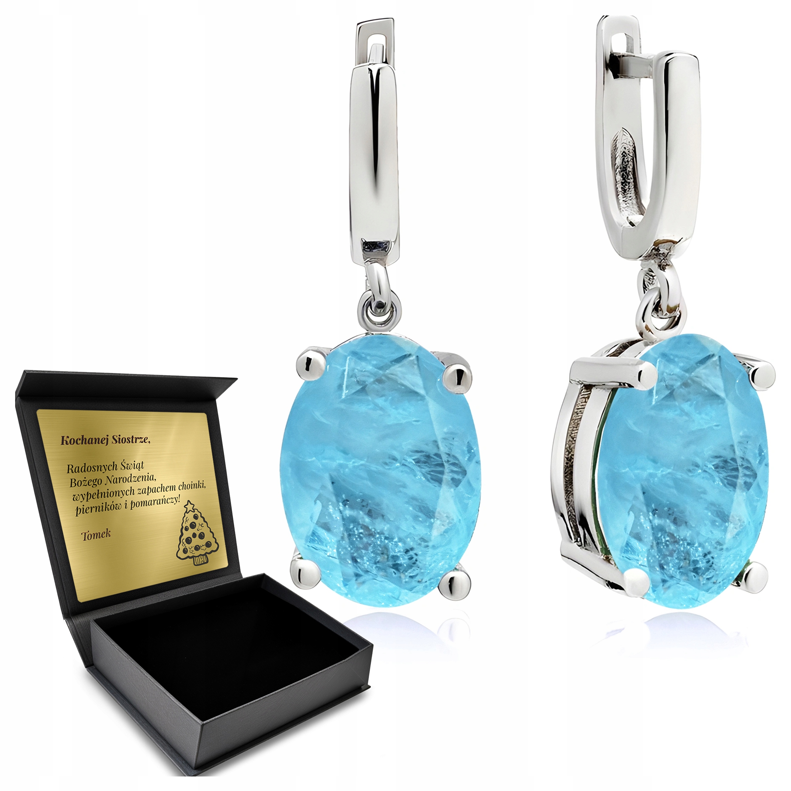 Stříbrné Náušnice S Modrým Turmalínem Paraiba Ryzost 925 Krásné Gravírování