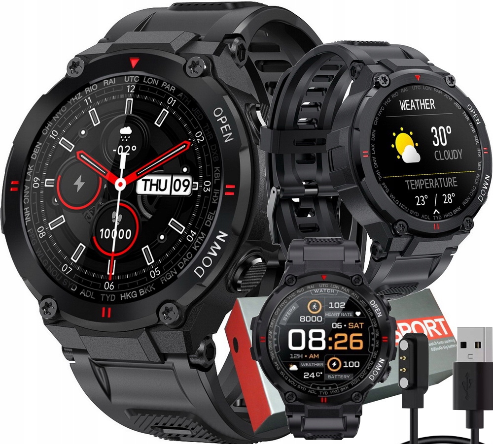 

Zegarek Męski Smartwatch Ciśnieniomierz Pulsometr