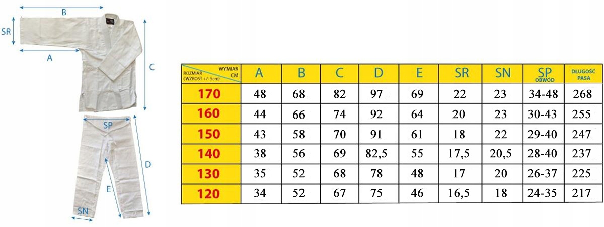 KIMONO do JUDO STRÓJ JUDOGA AIKIDO 350g + PAS ENERO 160cm Rodzaj judoga
