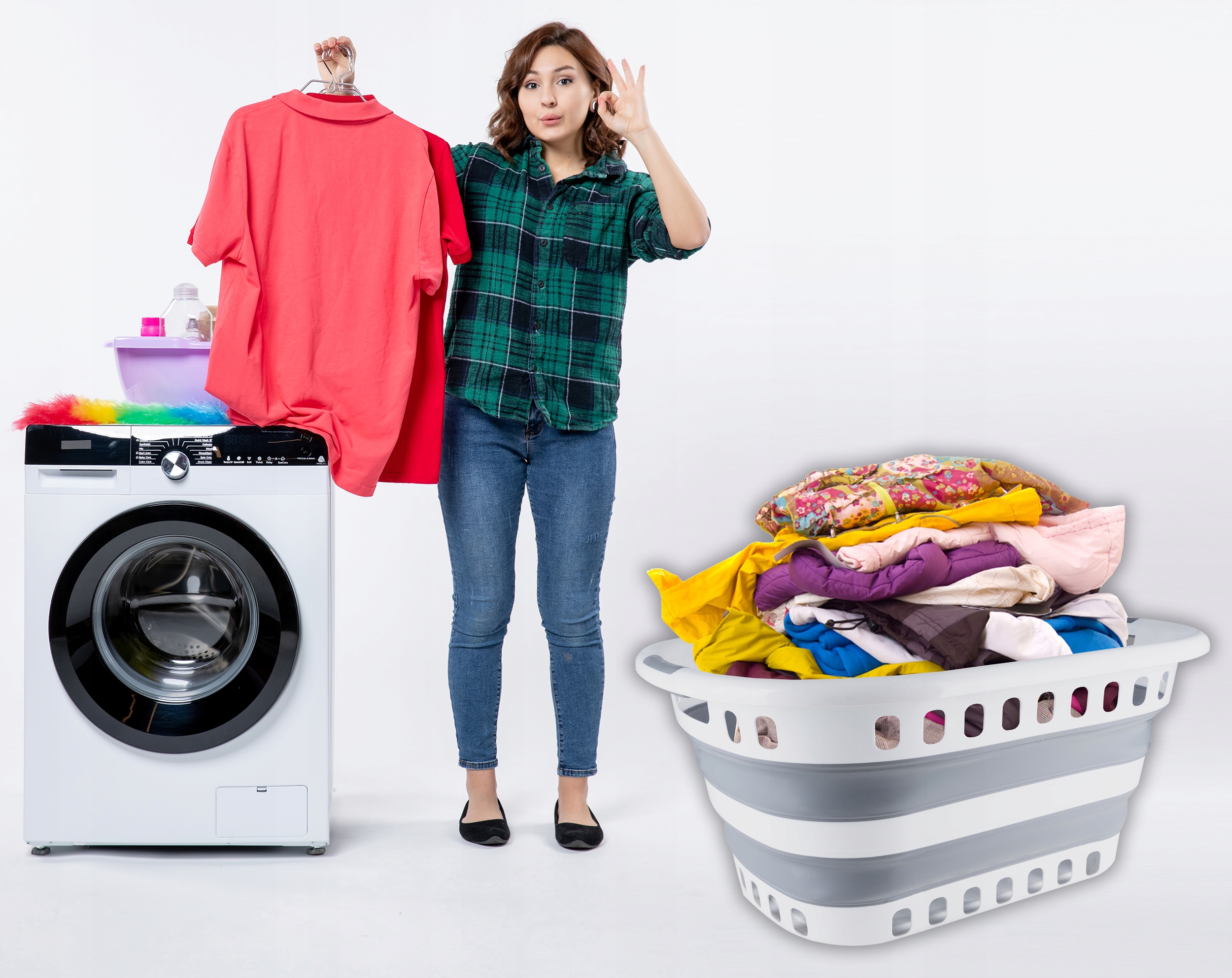 DUŻY KOSZ NA PRANIE MISKA SKŁADANA SILIKONOWA Szerokość produktu 46 cm