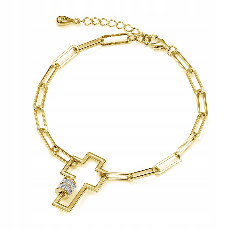 Stříbrný náramek Ag 925 pozlacená kříž B05107