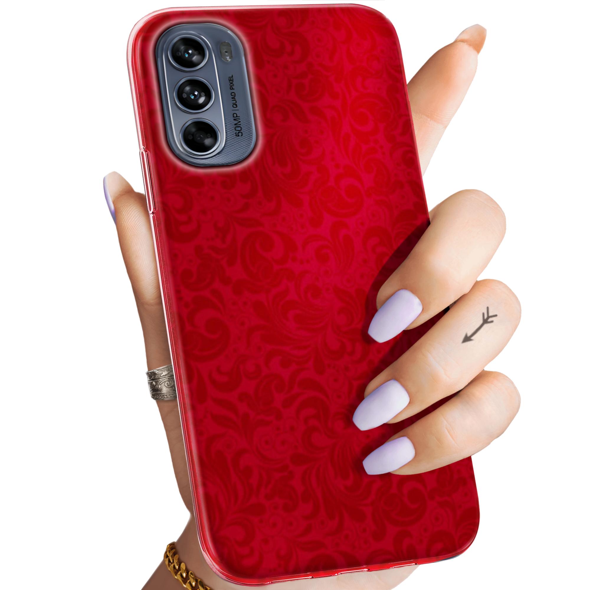 Etui Do Motorola Moto G62 5G Czerwone Serca Róże Obudowa Pokrowiec