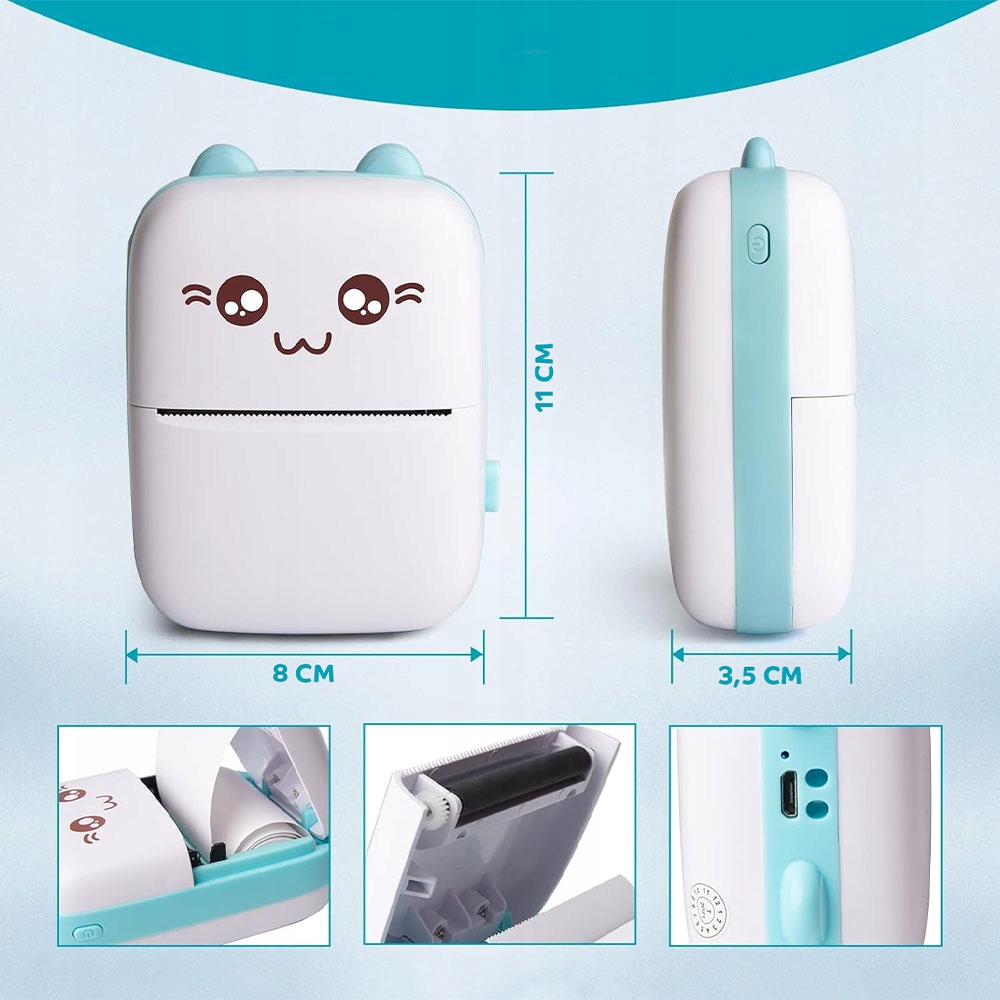 MINI DRUKARKA TERMICZNA DRUKUŚ PRZENOŚNA BEZPRZEWODOWA BLUETOOTH + 21 ROLEK Kod producenta BLUETOOTH NA PREZENT ULEPSZONY 2024