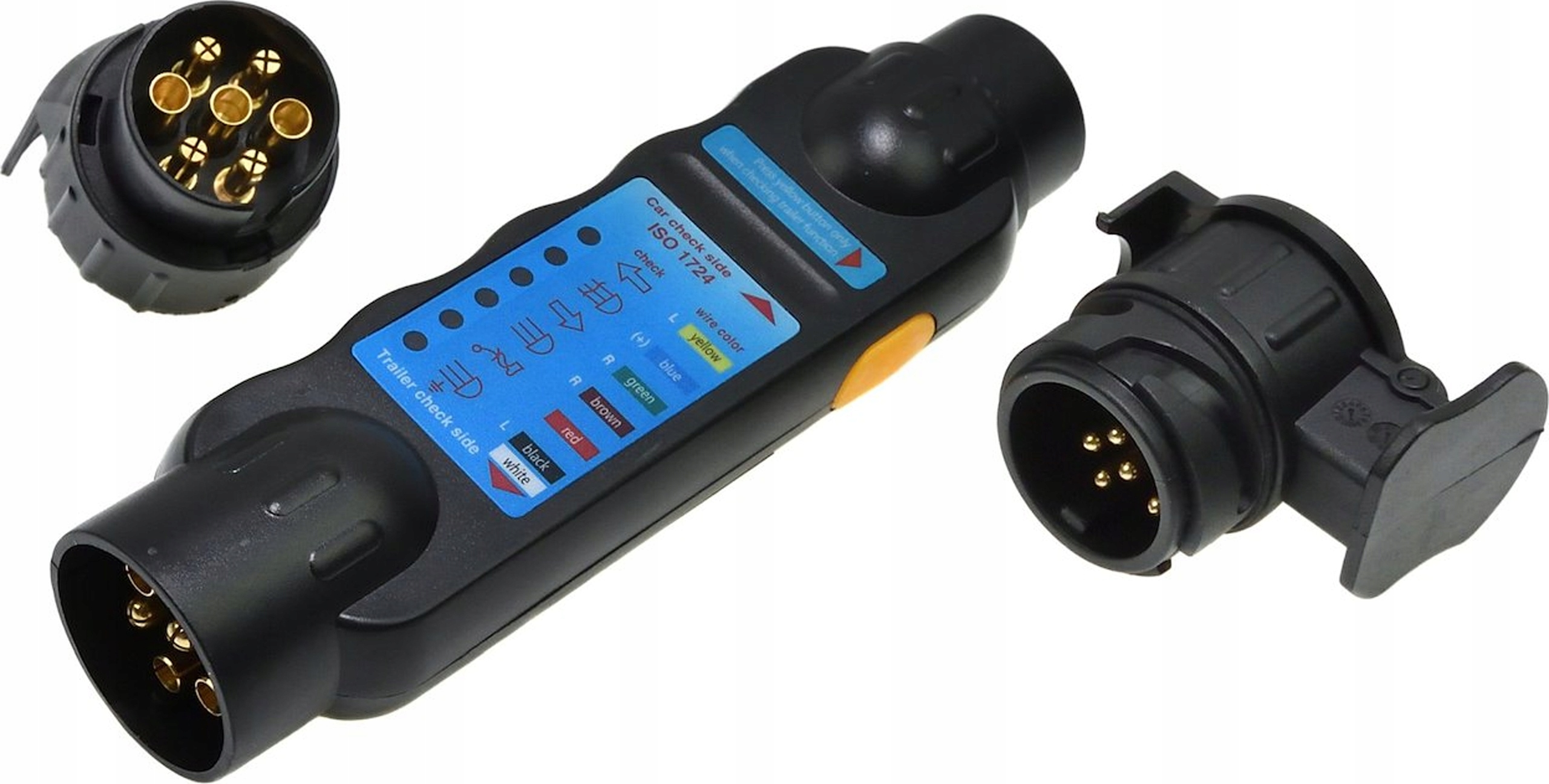 Geko Tester gniazd wtyczek przyczep z adapterami 13/7 7/13
