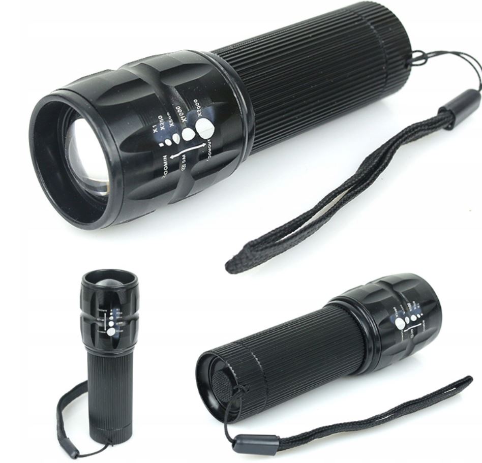 Latarka Ręczna Aluminiowa Led 3x10cm 300 lm Zoom
