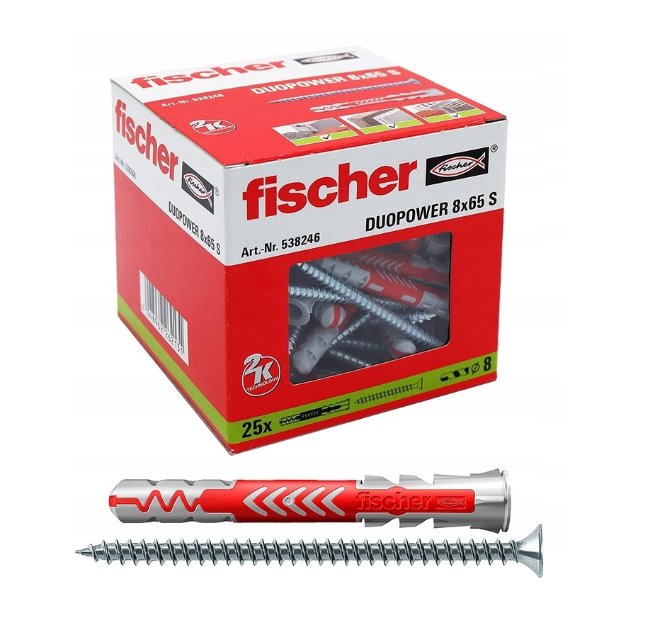 

Fischer Kołek duopower 8x65 50 sztuk Wkręt Inox