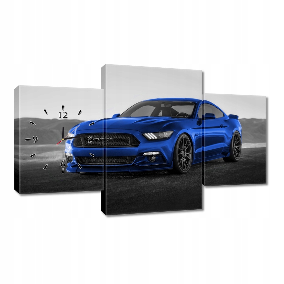 Nástěnné hodiny 100x60 Modré Ford Mustang