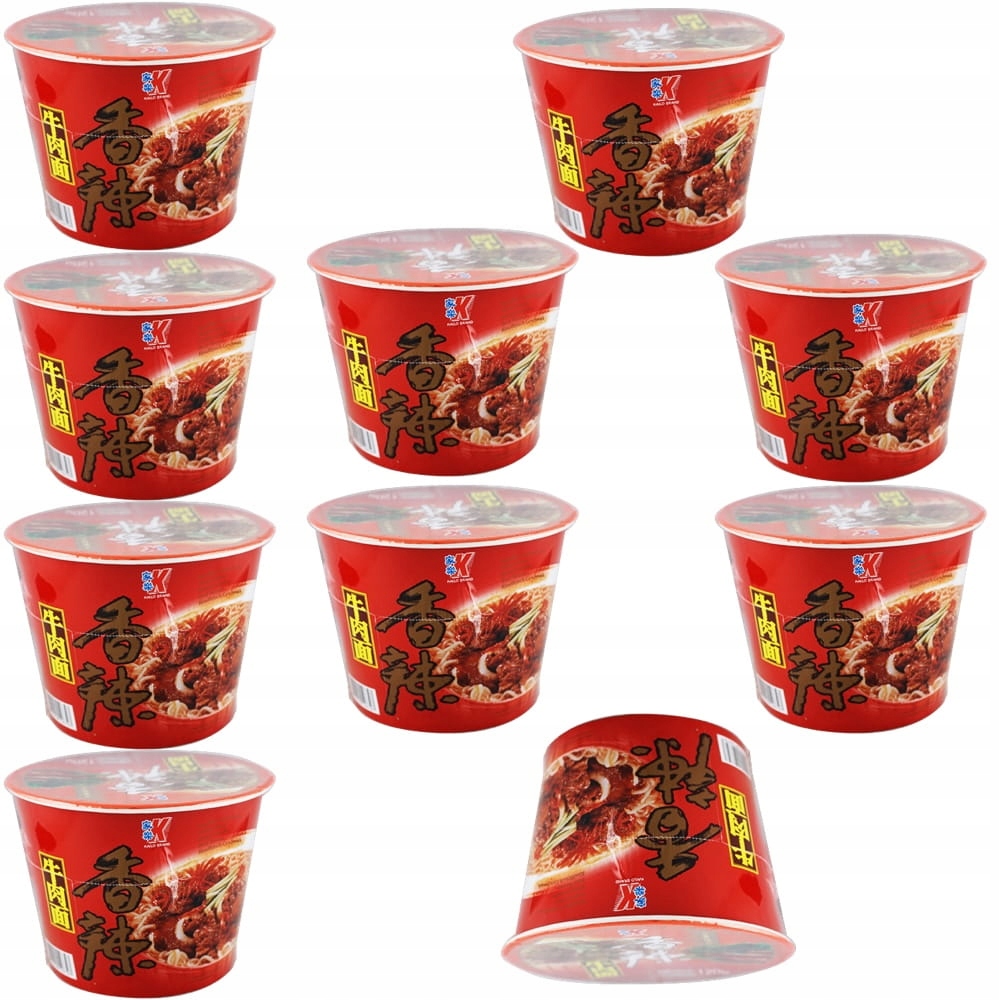 10 x Polévka Těstoviny s příchutí ostrého hovězího masa Spicy Beef Velký hrnek 120 g Kailo