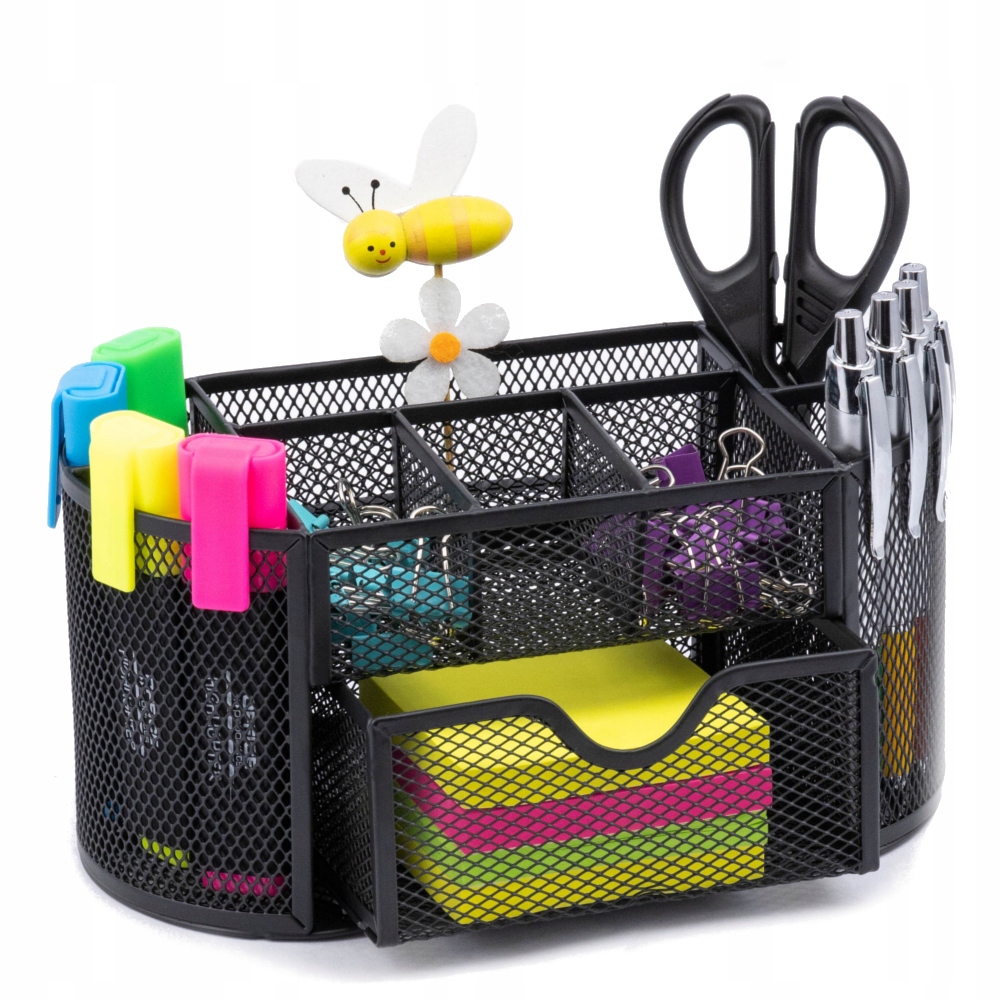 

Przybornik Biurko Organizer Metal Siatka Czarny