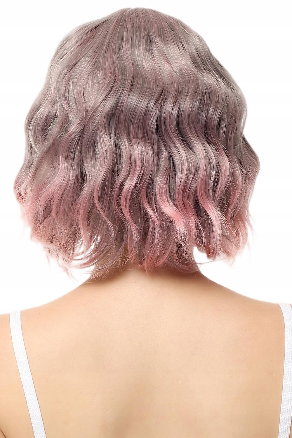 Luxiremi Růžová Ombre paruka Bob vlnitá s cosplayovou hřívou