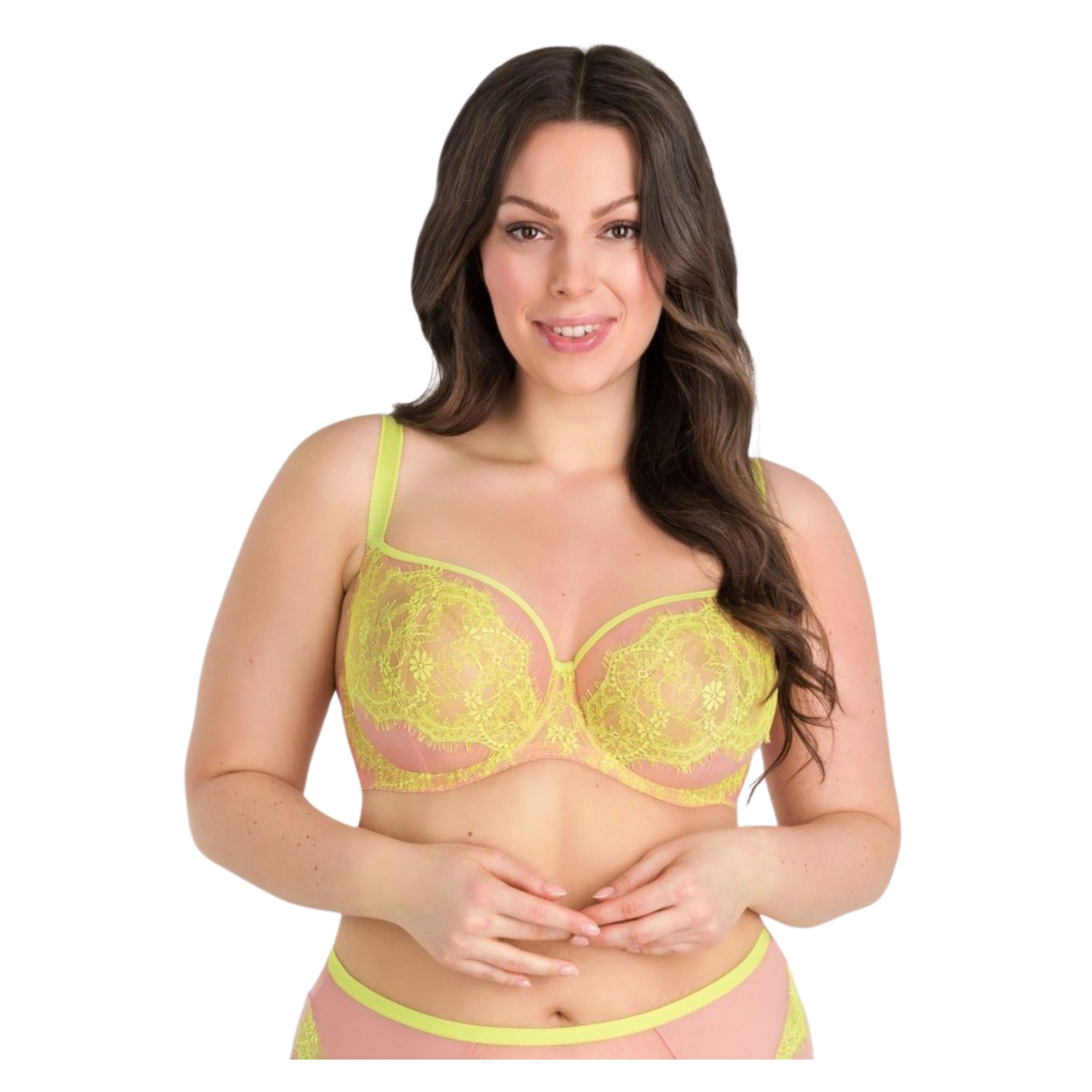 Podprsenka měkká 85D soft limetka krajková sexy Gorsenia zelená
