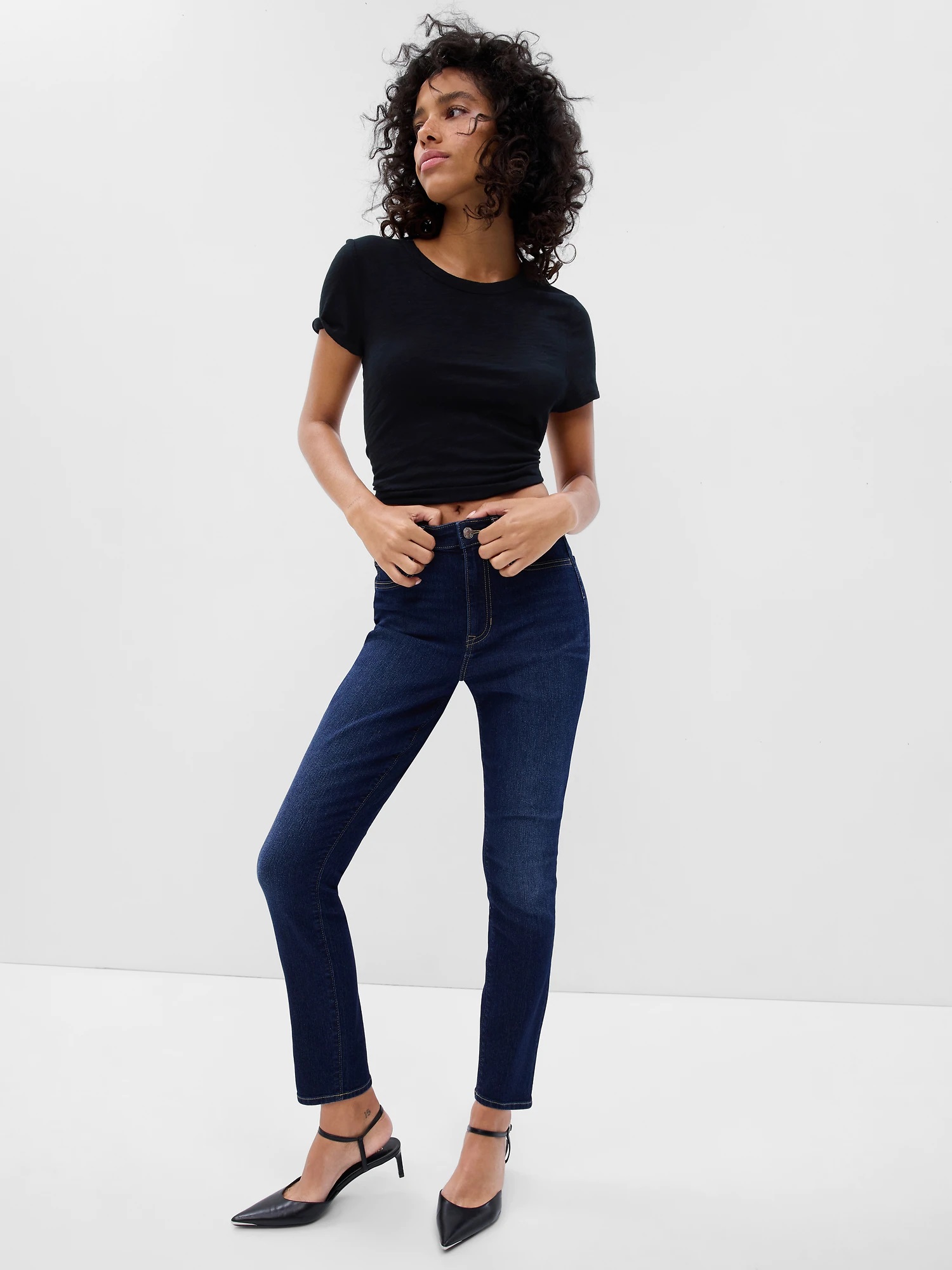 Gap Džíny high rise favorite jegging modrá