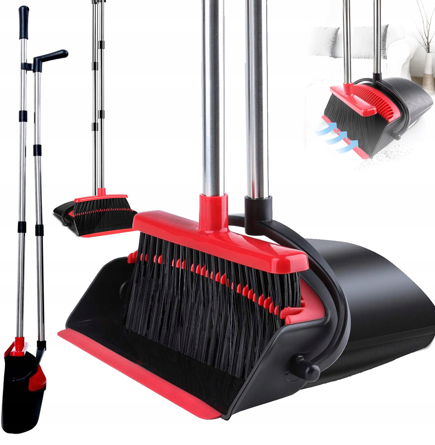 Levně Profesionální Skládací Sada Metly A Lopatka S Nastavitelnou Výškou