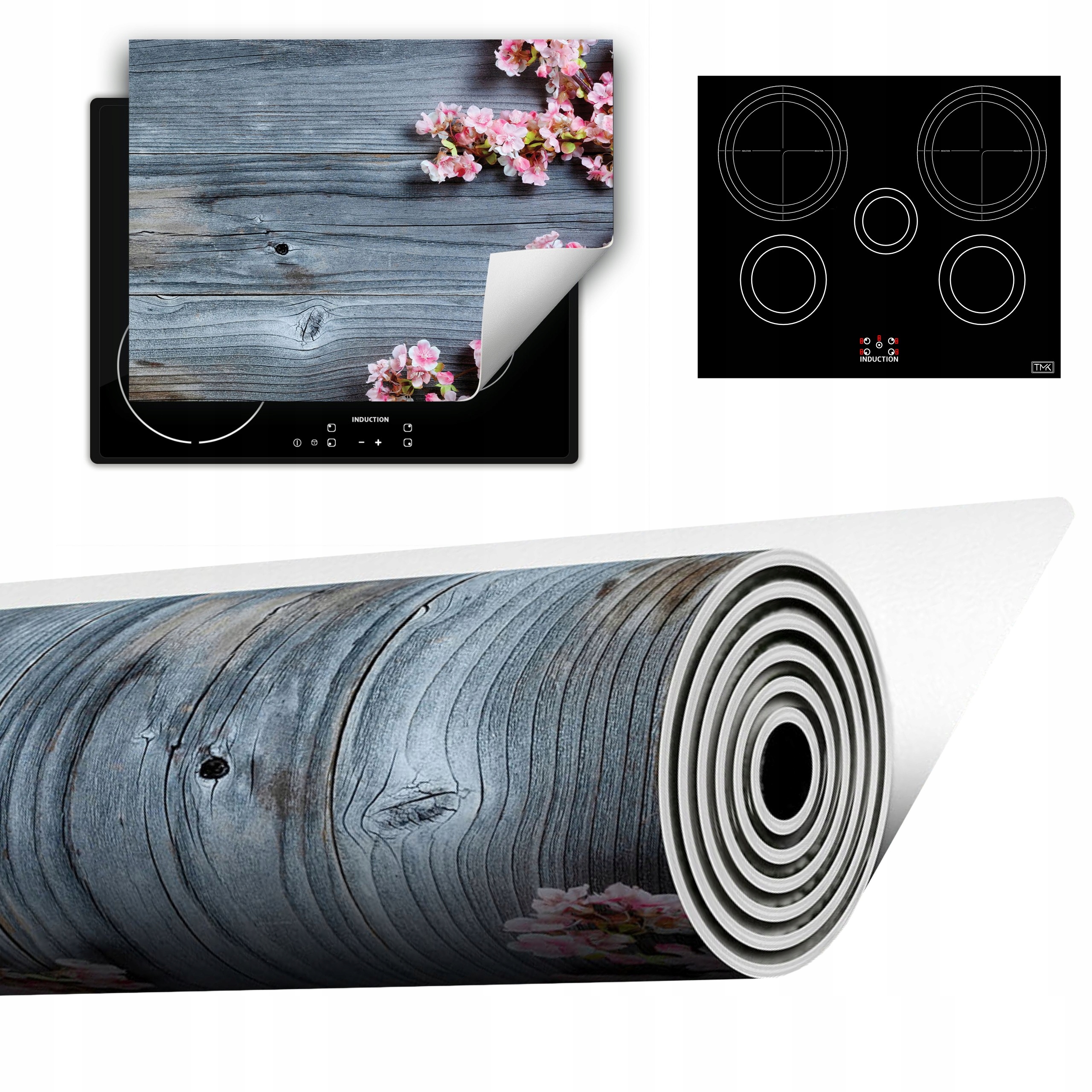 Vinylová Podložka Do Kuchyně Více Místa 70x52 šedá dřevo květina