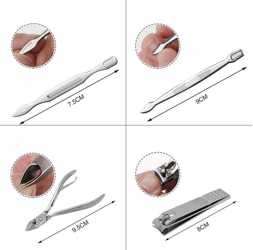 ZESTAW DO PAZNOKCI DO MANICURE PEDICURE 20 ELEMENTÓW ETUI Marka inna marka