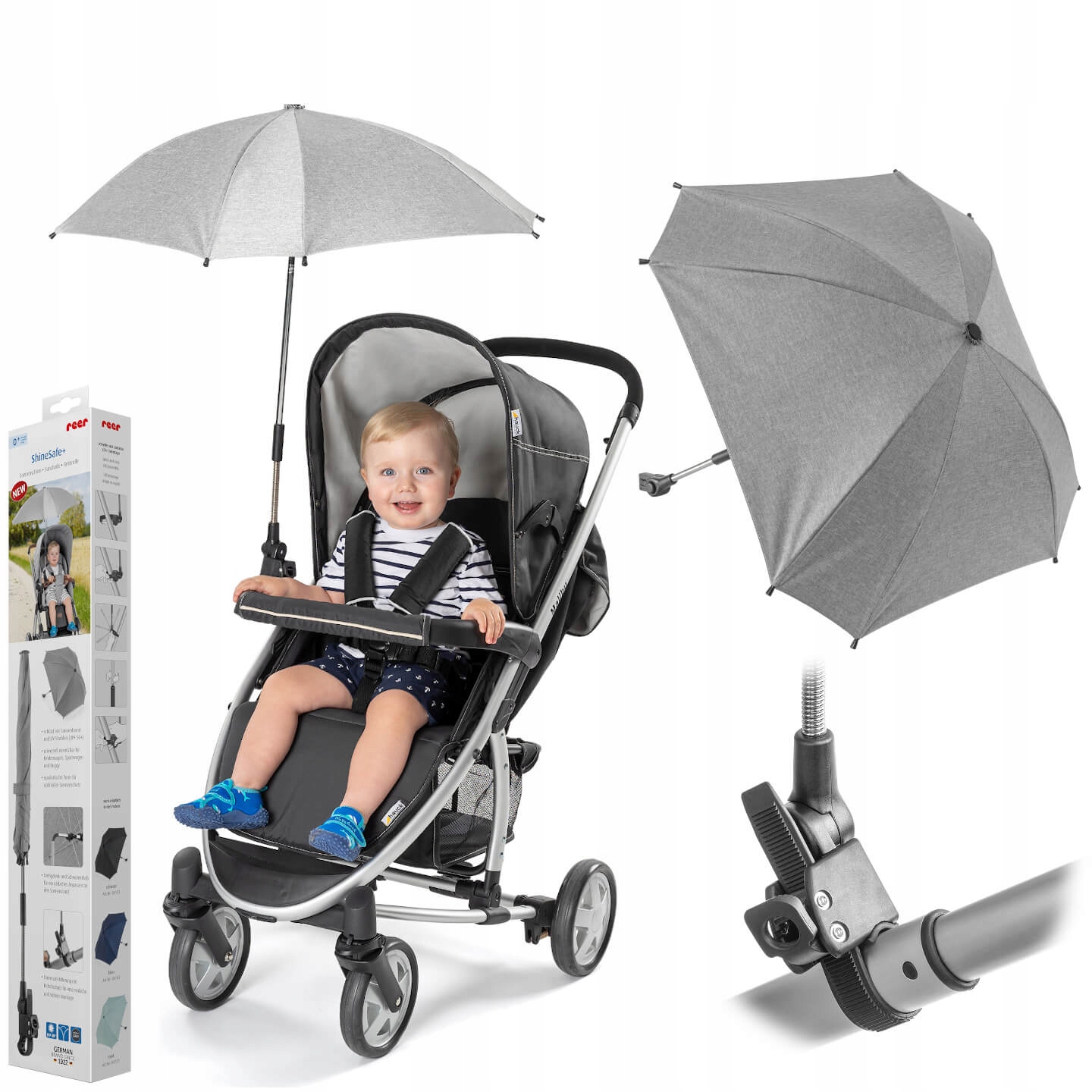 

Parasolka przeciwsłoneczna Reer wózka UV50+ szara