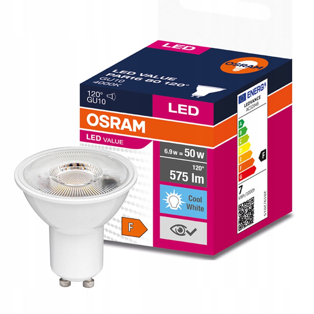 

Żarówka Led GU10 6,9W=80W 4000K 120ST Osram