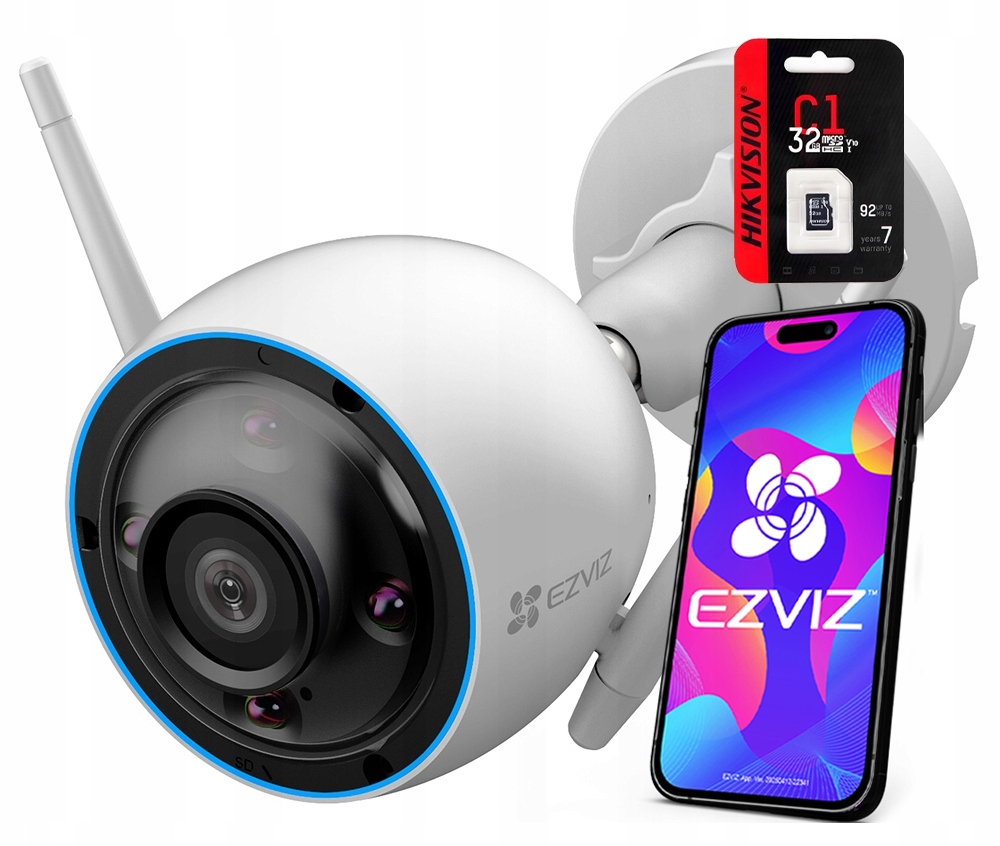 Vonkajšia kamera Ezviz H3 2K Audio 3MP Farba 24/7 karta Sd 32Gb