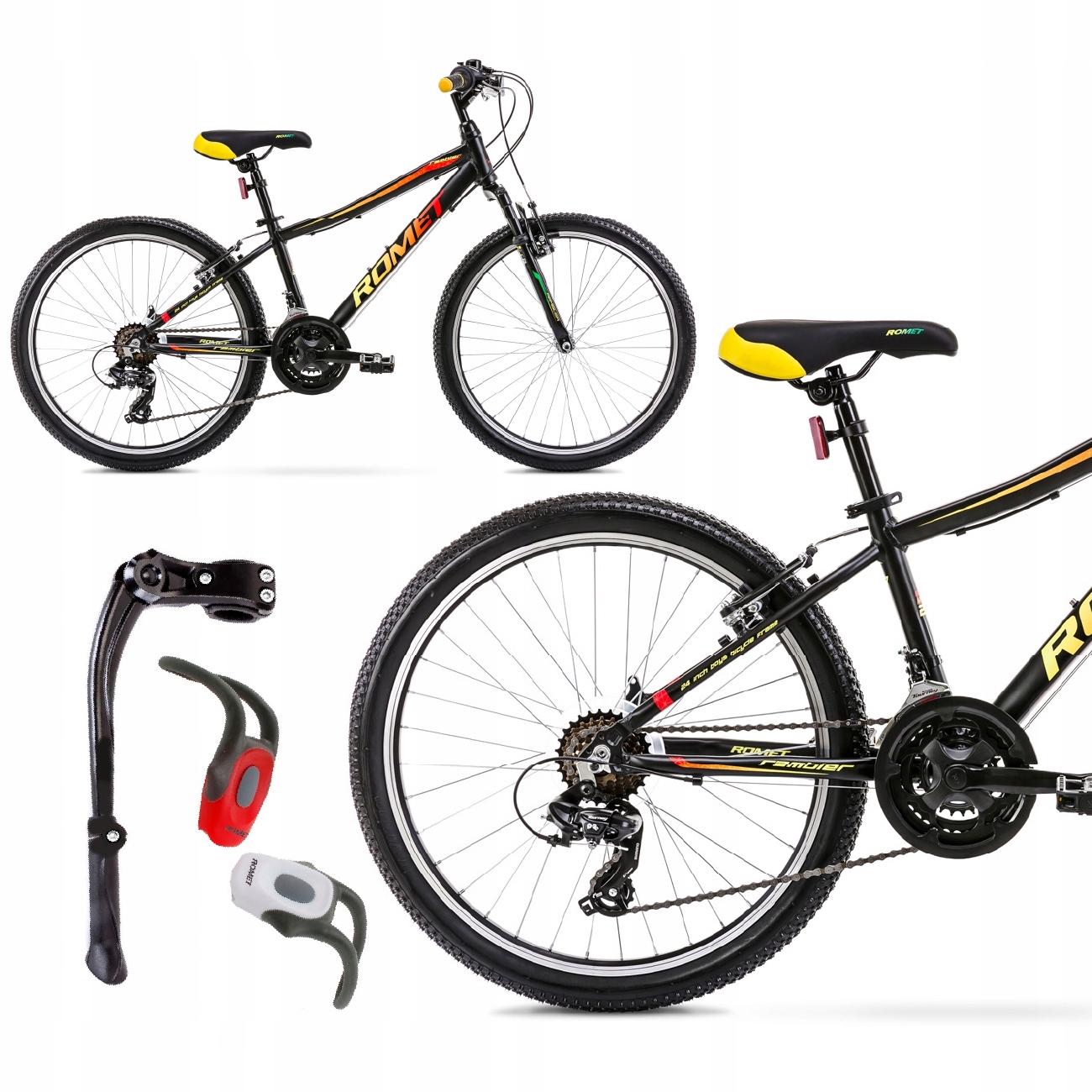 ROWER GÓRSKI MTB ROMET RAMBLER 24 SHIMANO 13" OŚWIETLENIE I STOPKA GRATIS