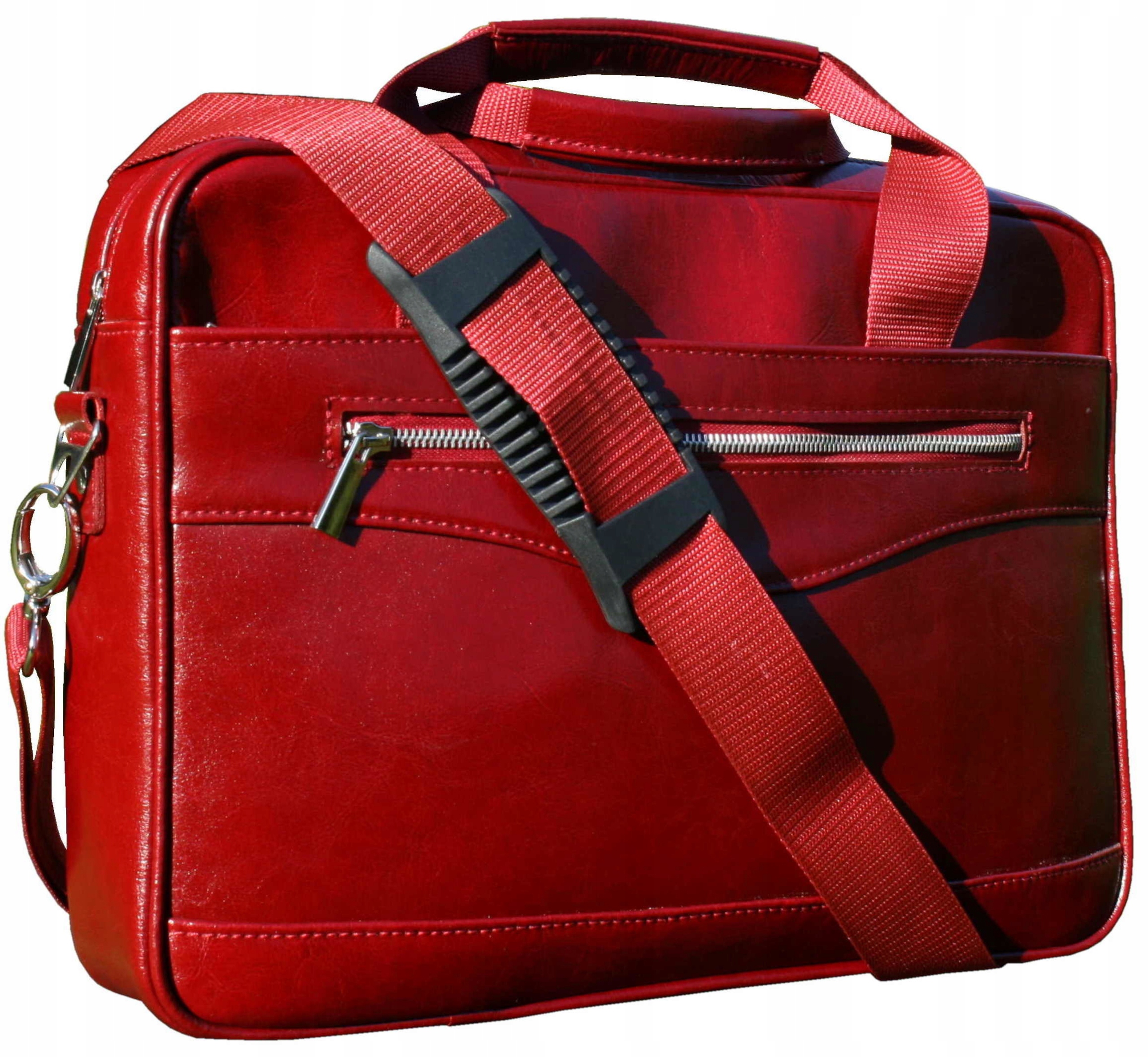 Kožená taška s kapsou na notebook 15 přes rameno bordó červená aktovka