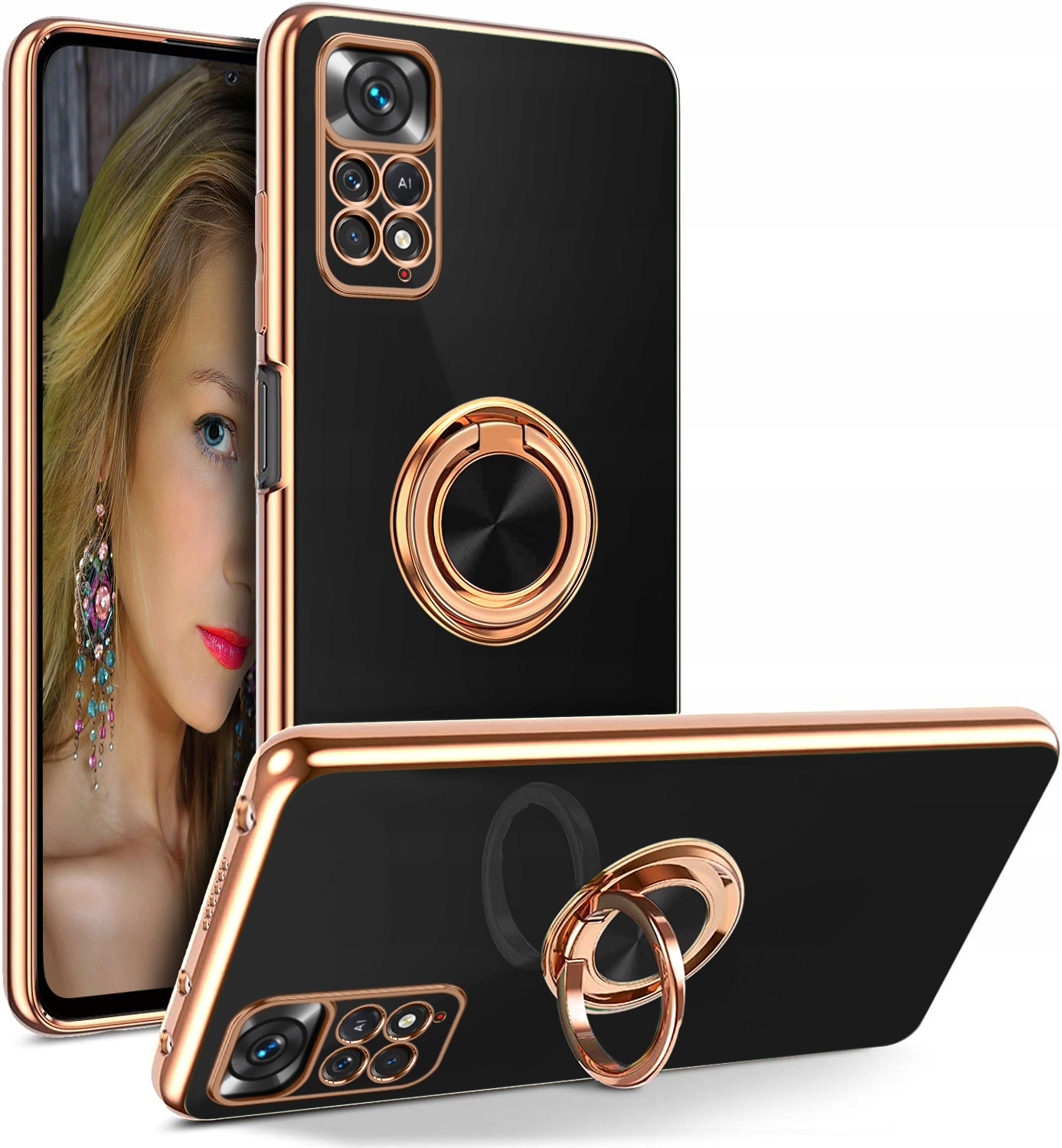 

Etui Silicone Ring Szkło do Redmi Note 11 Pro