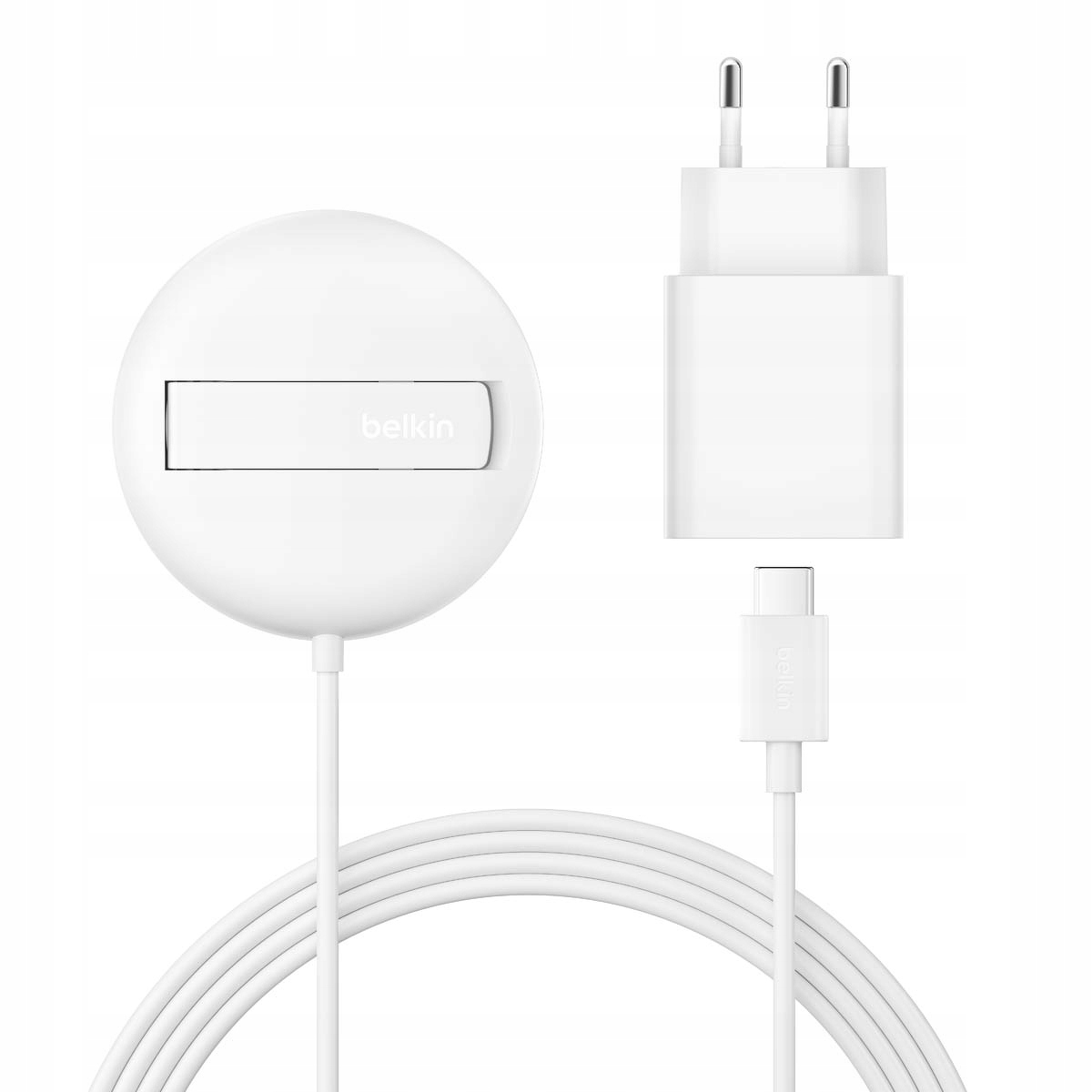 Belkin Magnetická nabíječka, Qi2 15W, rozkládací, napájecí zdroj 20W, bílá