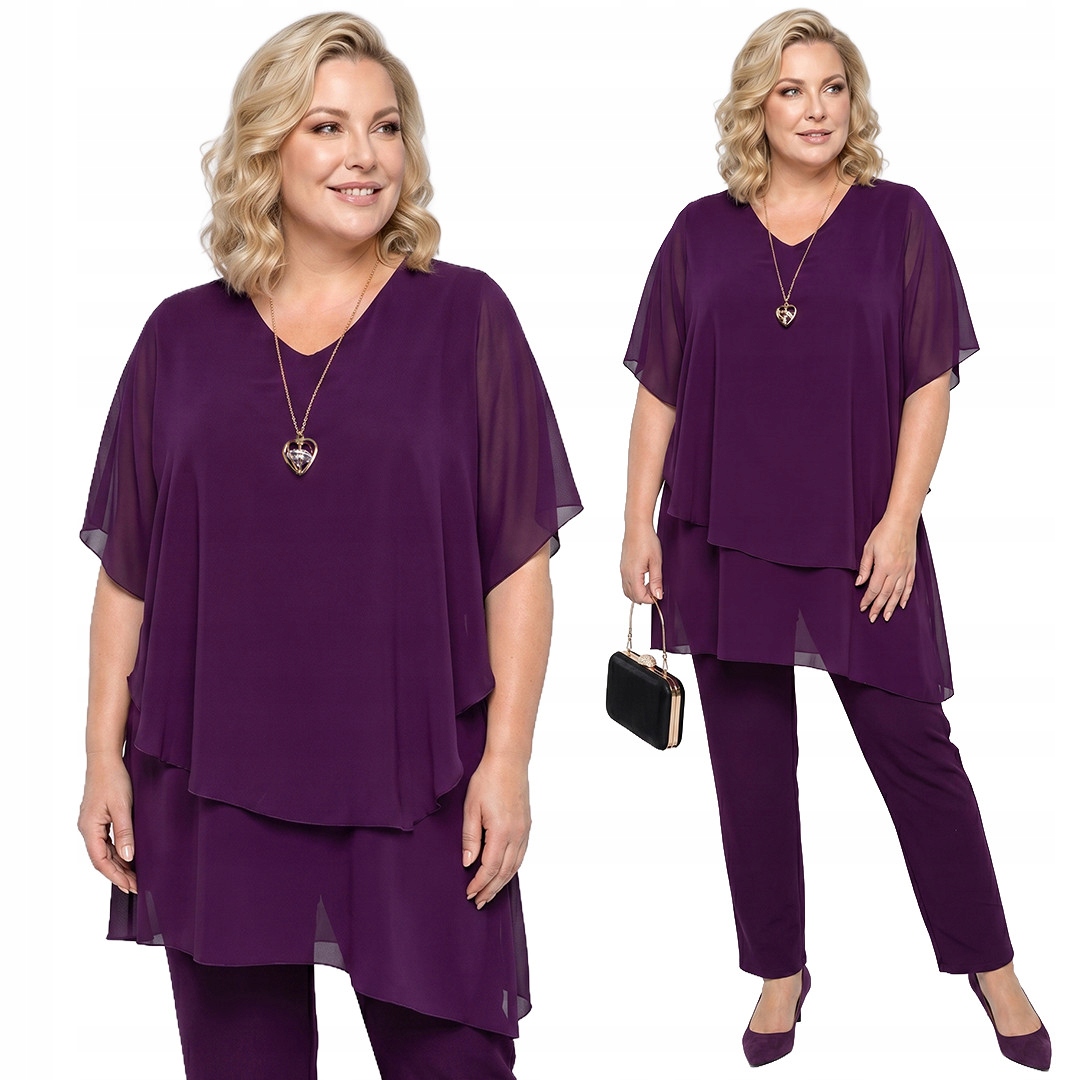 Fialový komplet s náhrdelníkem plus size velikost 62